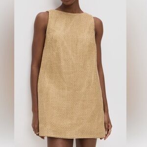 Simon miller raffia Woven Shift Dress in Tan